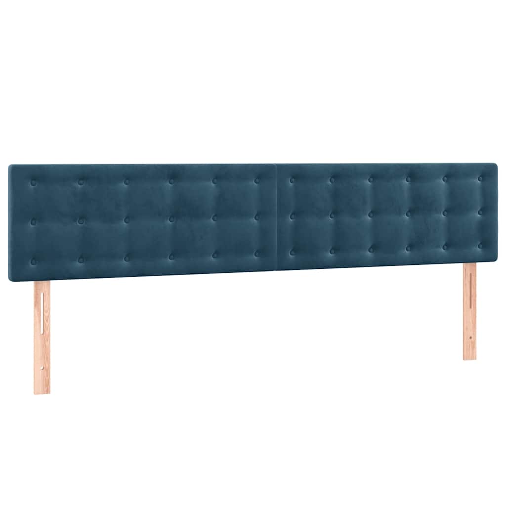 kontinentalseng med madras og LED-lys 200x200 cm fløjl mørkeblå