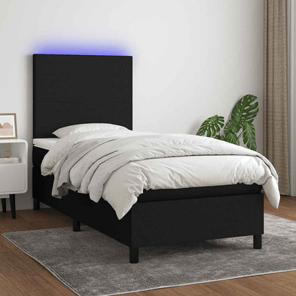 kontinentalseng med LED-lys 80x200 cm stof sort