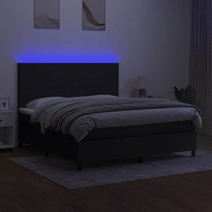 kontinentalseng med LED-lys 160x200 cm stof sort