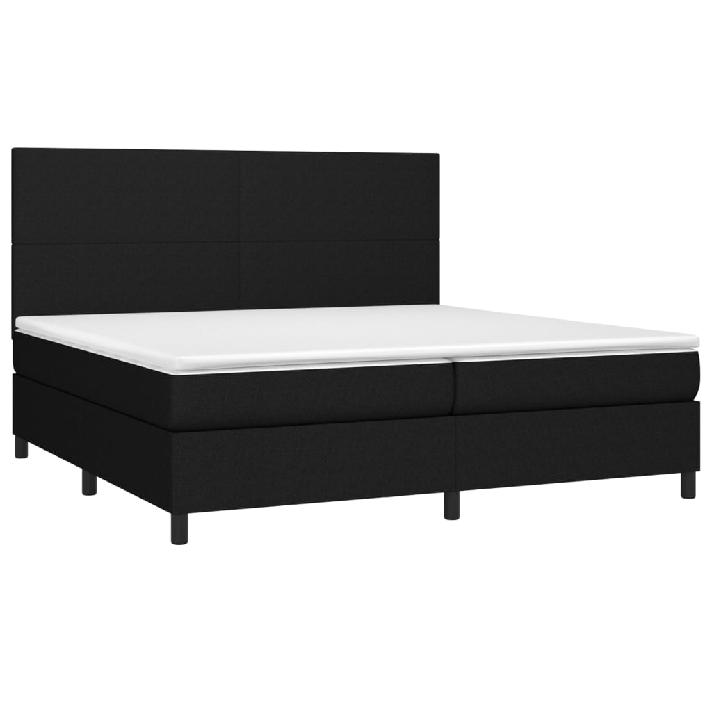 kontinentalseng med LED-lys 200x200 cm stof sort
