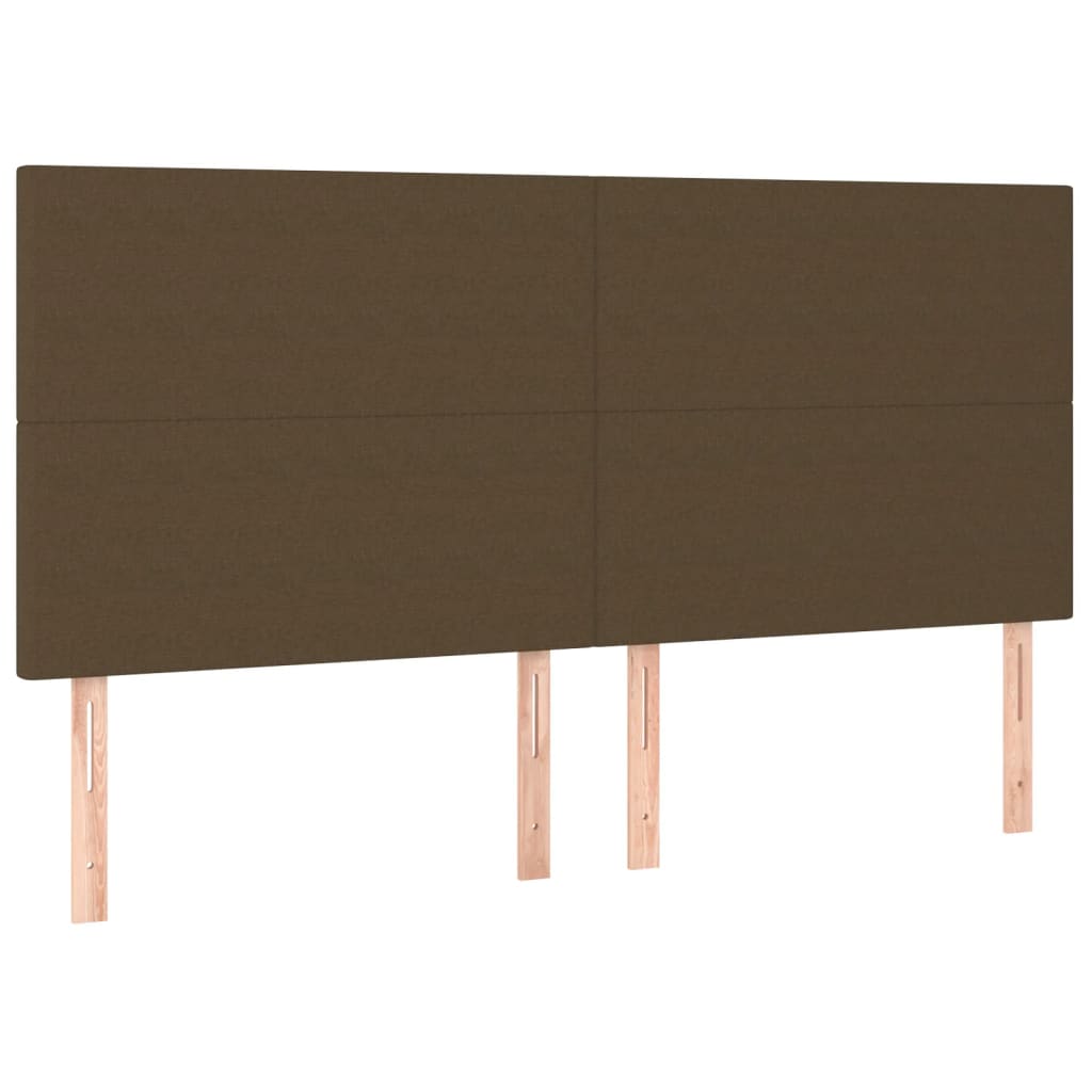 kontinentalseng med LED-lys 200x200 cm stof mørkebrun