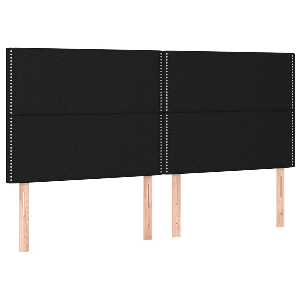 kontinentalseng med LED-lys 200x200 cm stof sort
