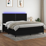 kontinentalseng med LED-lys 200x200 cm stof sort