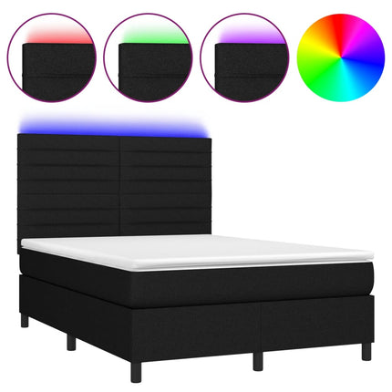 kontinentalseng med LED-lys 140x190 cm stof sort