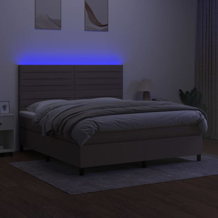 kontinentalseng med LED-lys 160x200 cm stof gråbrun
