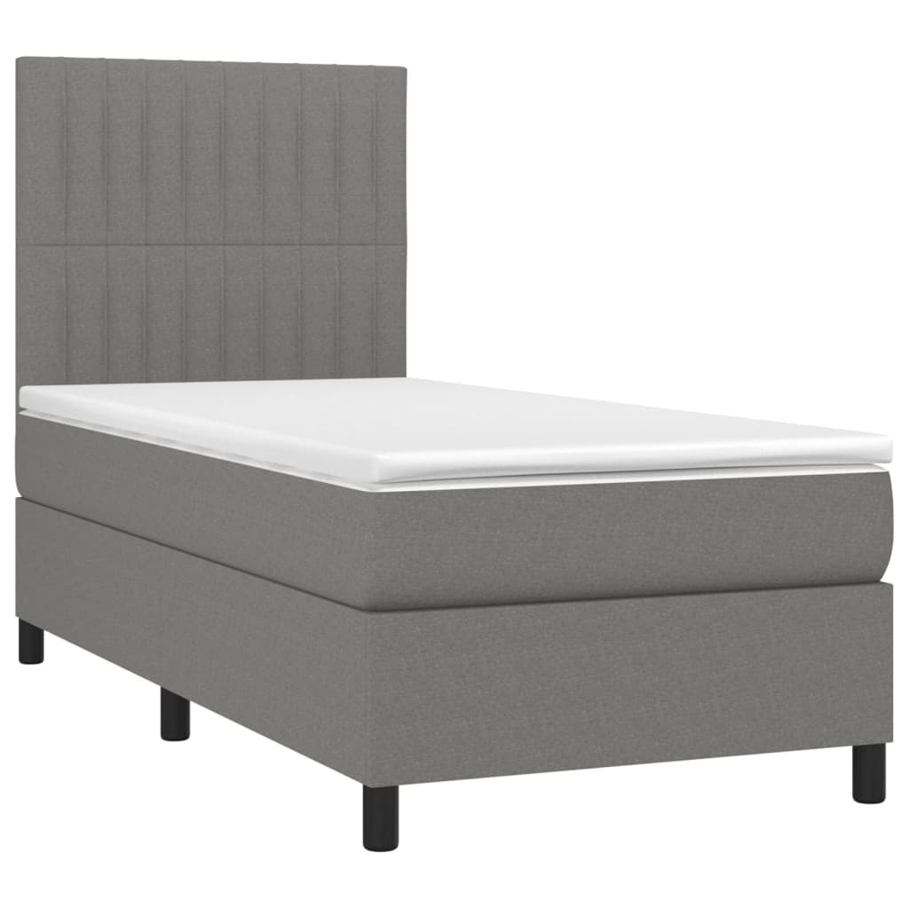 kontinentalseng med LED-lys 80x200 cm stof mørkegrå