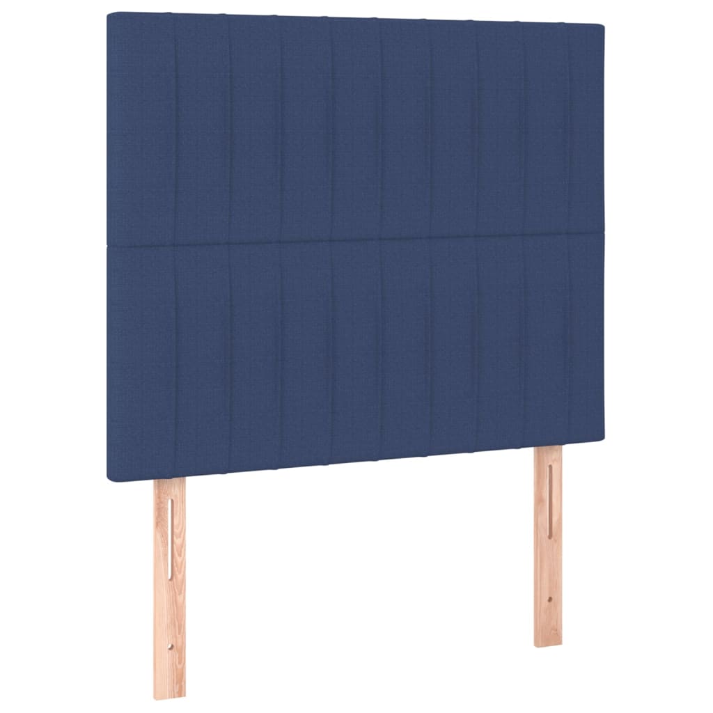 kontinentalseng med LED-lys 90x190 cm stof blå