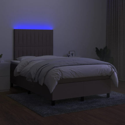 kontinentalseng med LED-lys 120x200 cm stof gråbrun