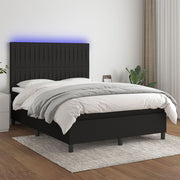 kontinentalseng med LED-lys 140x200 cm stof sort
