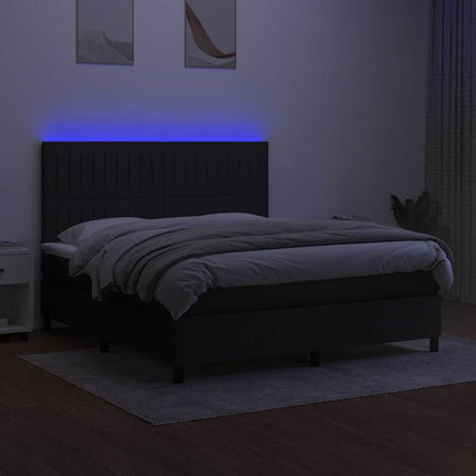 kontinentalseng med LED-lys 160x200 cm stof sort