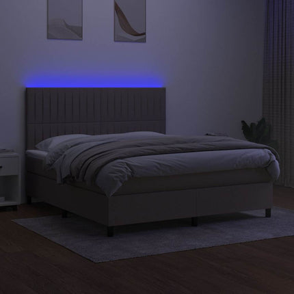 kontinentalseng med LED-lys 180x200 cm stof gråbrun