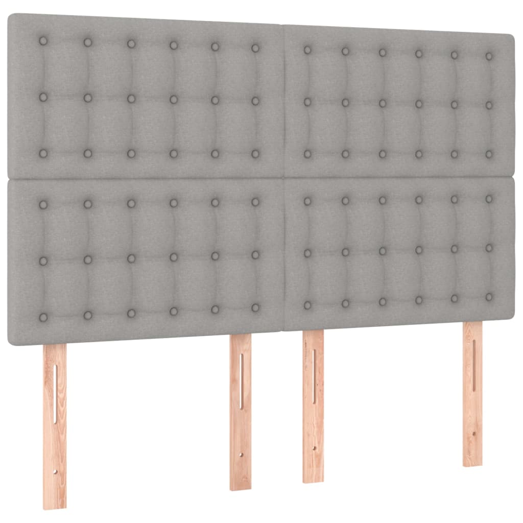 kontinentalseng med LED-lys 140x190 cm stof lysegrå