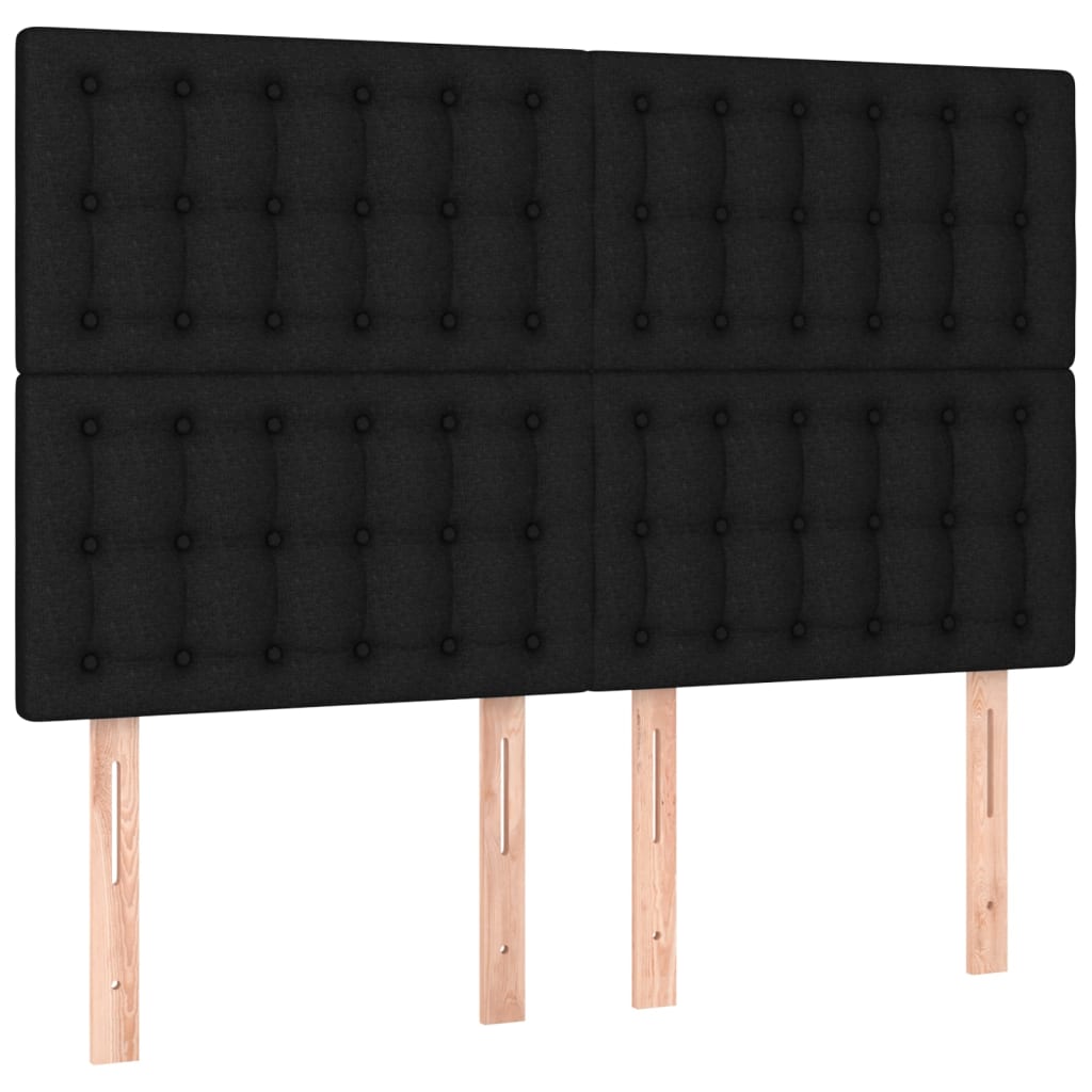 kontinentalseng med LED-lys 140x190 cm stof sort