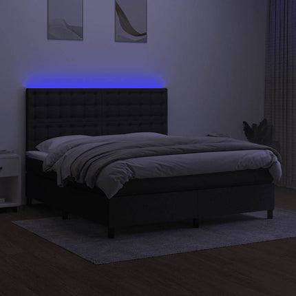 kontinentalseng med LED-lys 160x200 cm stof sort