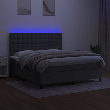 kontinentalseng med LED-lys 180x200 cm stof mørkegrå