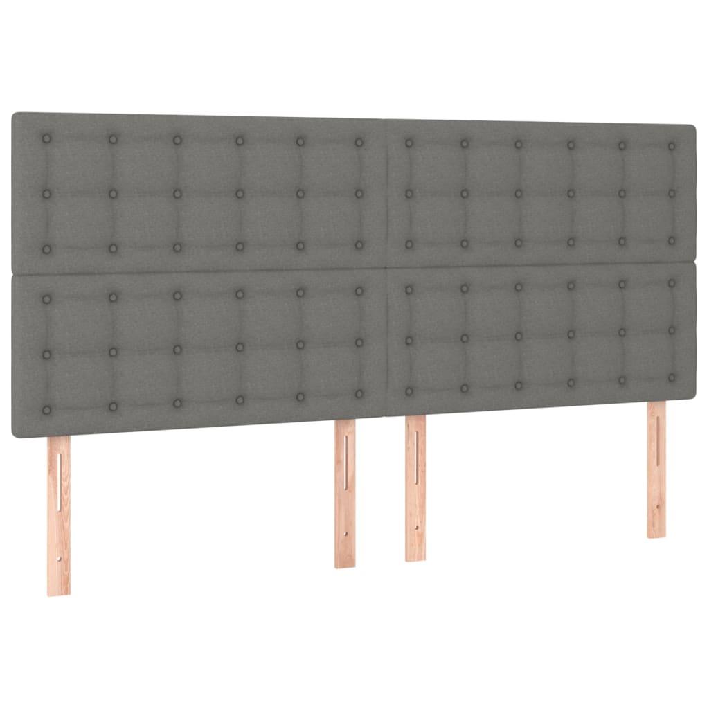 kontinentalseng med LED-lys 180x200 cm stof mørkegrå