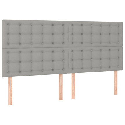 kontinentalseng med LED-lys 200x200 cm stof lysegrå