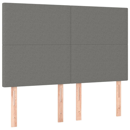 kontinentalseng med LED-lys 140x190 cm stof mørkegrå