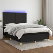 kontinentalseng med LED-lys 140x200 cm stof sort