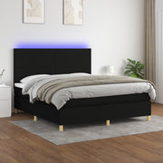 kontinentalseng med LED-lys 160x200 cm stof sort