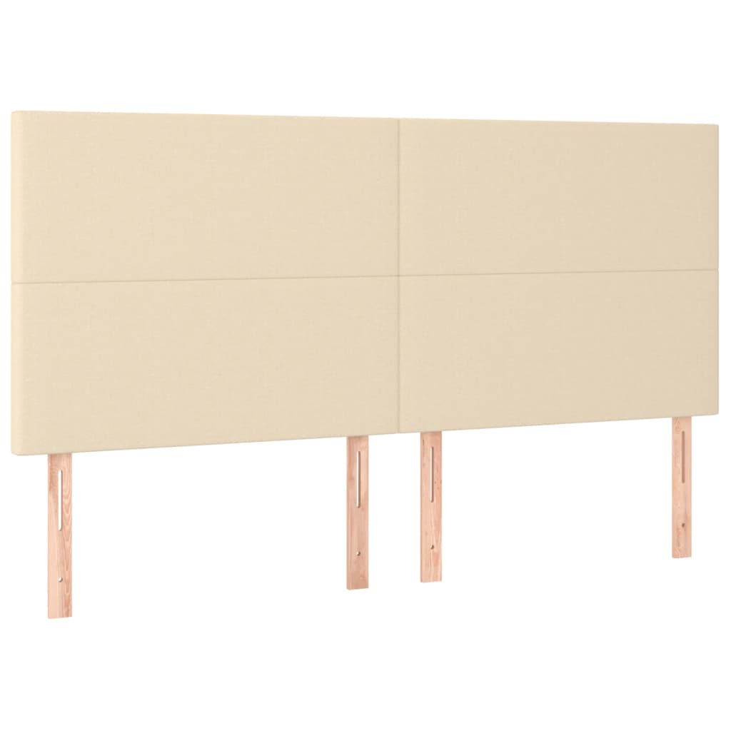 kontinentalseng med LED-lys 200x200 cm stof cremefarvet