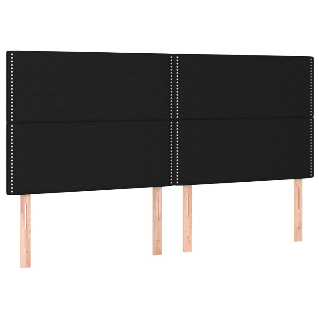 kontinentalseng med LED-lys 200x200 cm stof sort