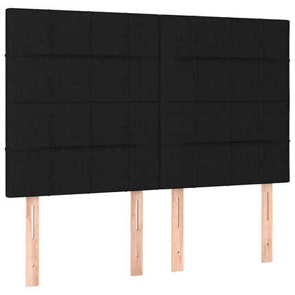 kontinentalseng med LED-lys 140x190 cm stof sort