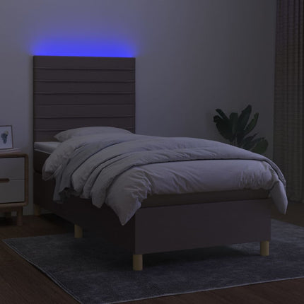kontinentalseng med LED-lys 80x200 cm stof gråbrun