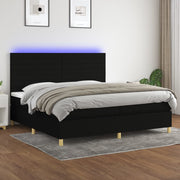 kontinentalseng med LED-lys 200x200 cm stof sort