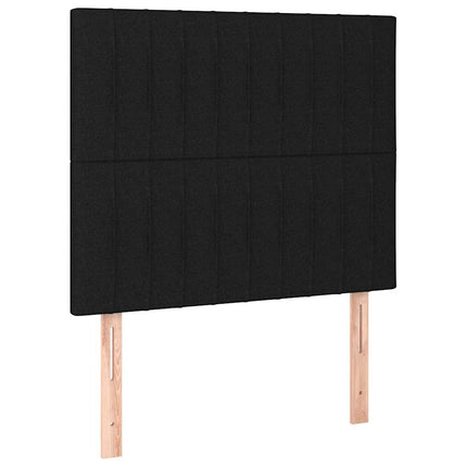 kontinentalseng med LED-lys 90x200 cm stof sort
