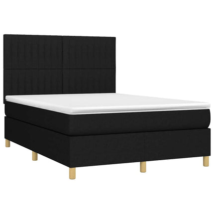 kontinentalseng med LED-lys 140x190 cm stof sort