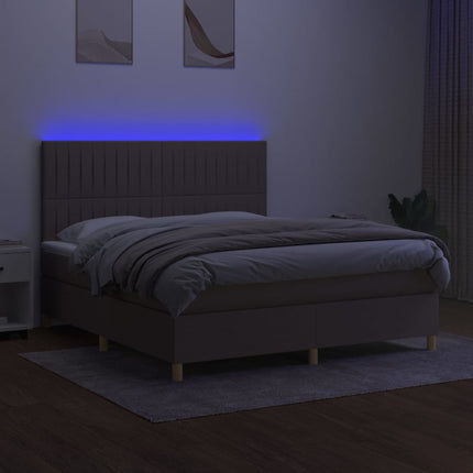 kontinentalseng med LED-lys 160x200 cm stof gråbrun