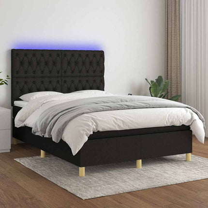 kontinentalseng med LED-lys 140x190 cm stof sort