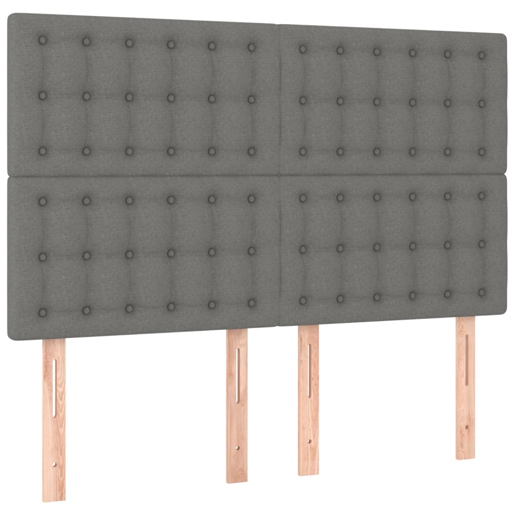 kontinentalseng med LED-lys 140x190 cm stof mørkegrå