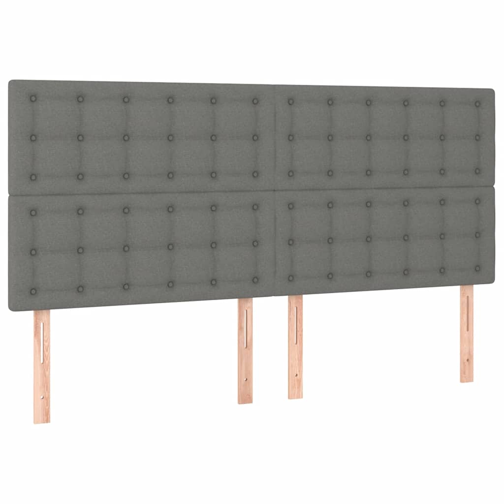 kontinentalseng med LED-lys 200x200 cm stof mørkegrå