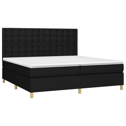 kontinentalseng med LED-lys 200x200 cm stof sort