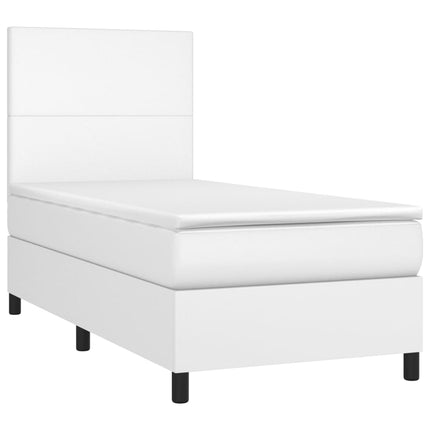 kontinentalseng med LED-lys 90x190 cm kunstlæder hvid