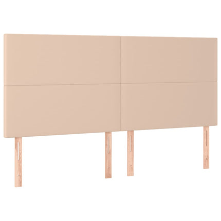 kontinentalseng LED-lys 180x200 cm kunstlæder cappuccinofarvet