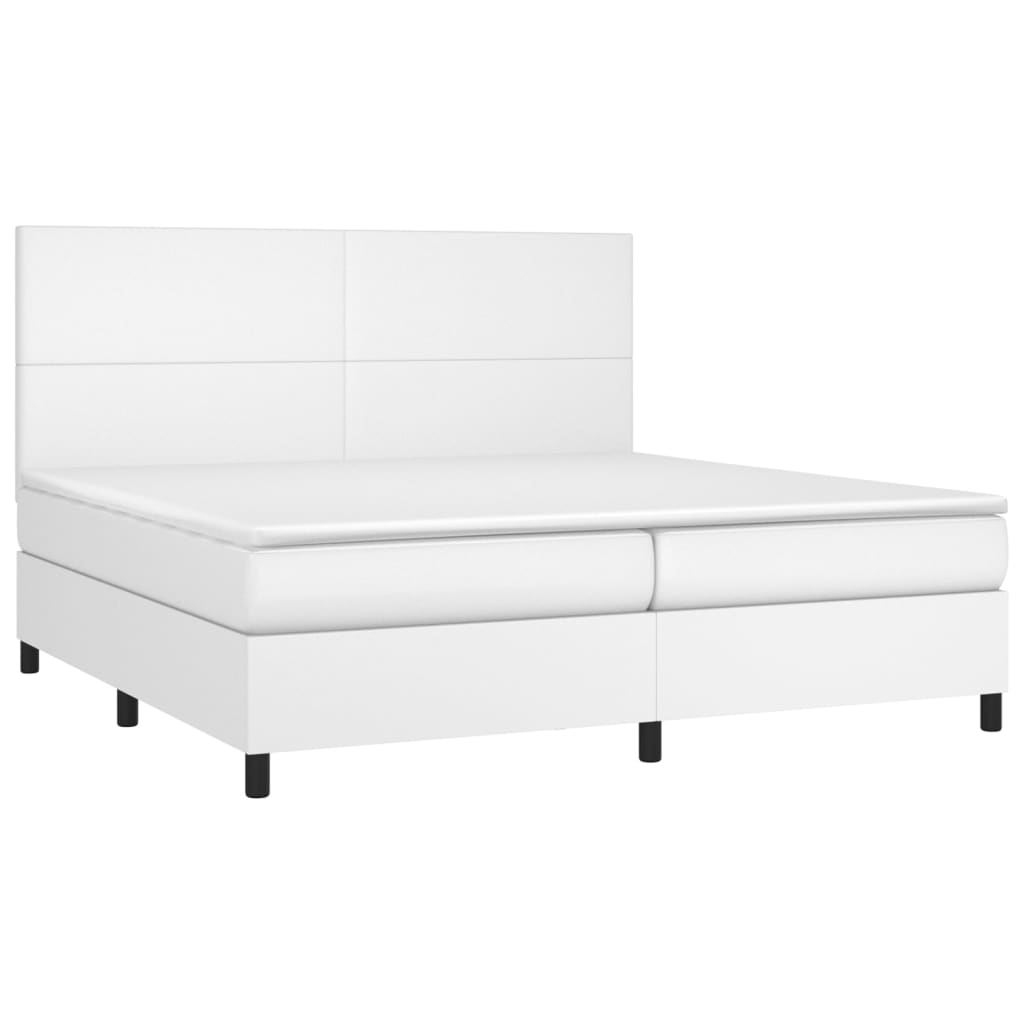 kontinentalseng med LED-lys 200x200 cm kunstlæder hvid