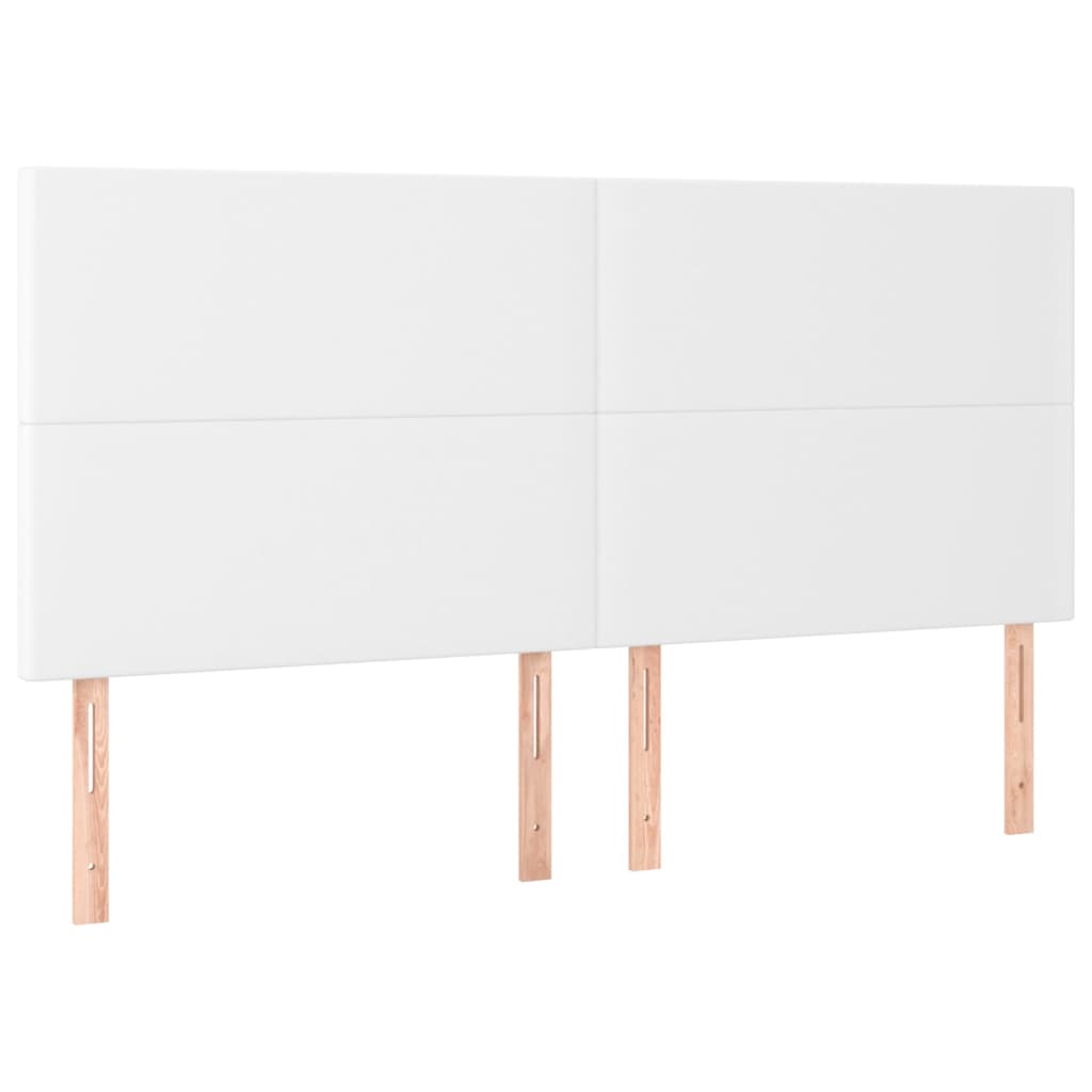 kontinentalseng med LED-lys 200x200 cm kunstlæder hvid
