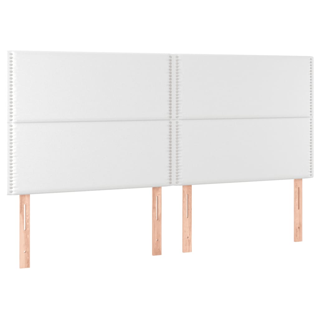 kontinentalseng med LED-lys 200x200 cm kunstlæder hvid