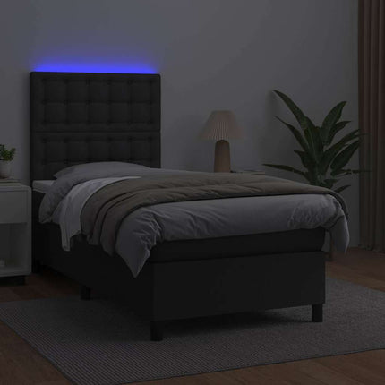 kontinentalseng med LED-lys 80x200 cm kunstlæder sort