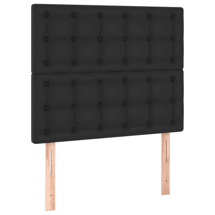 kontinentalseng med LED-lys 90x200 cm kunstlæder sort