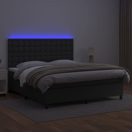 kontinentalseng med LED-lys 160x200 cm kunstlæder sort