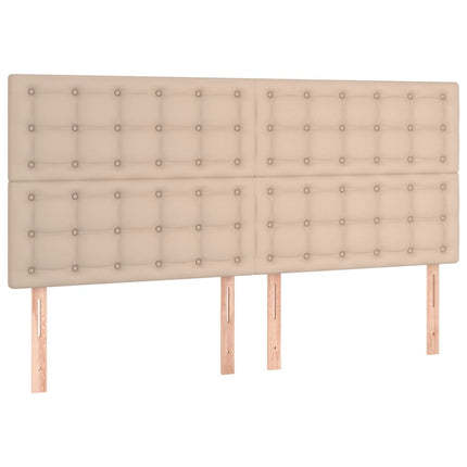 kontinentalseng LED-lys 180x200 cm kunstlæder cappuccinofarvet