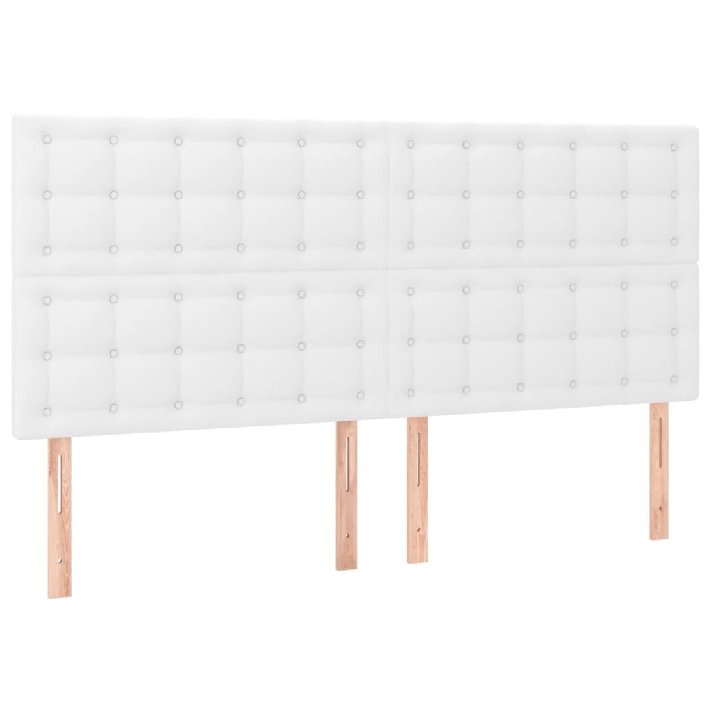 kontinentalseng med LED-lys 200x200 cm kunstlæder hvid