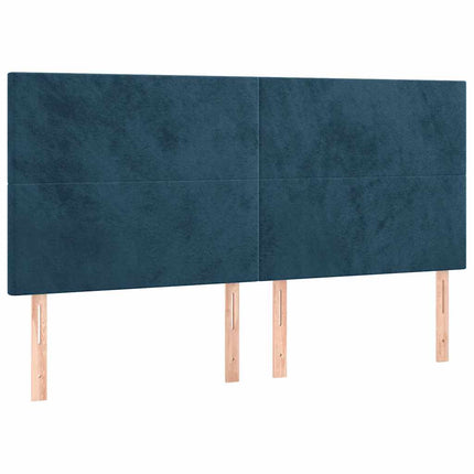 kontinentalseng med LED-lys 160x200 cm fløjl mørkeblå