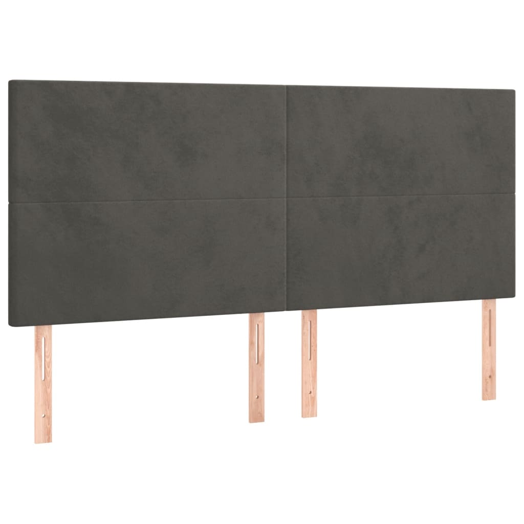kontinentalseng med LED-lys 180x200 cm fløjl mørkegrå