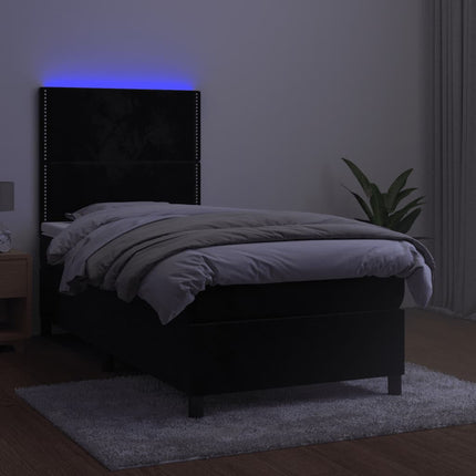 kontinentalseng med LED-lys 100x200 cm fløjl sort