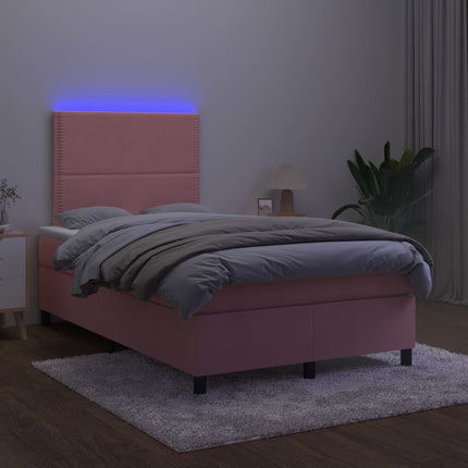 kontinentalseng med LED-lys 120x200 cm fløjl lyserød